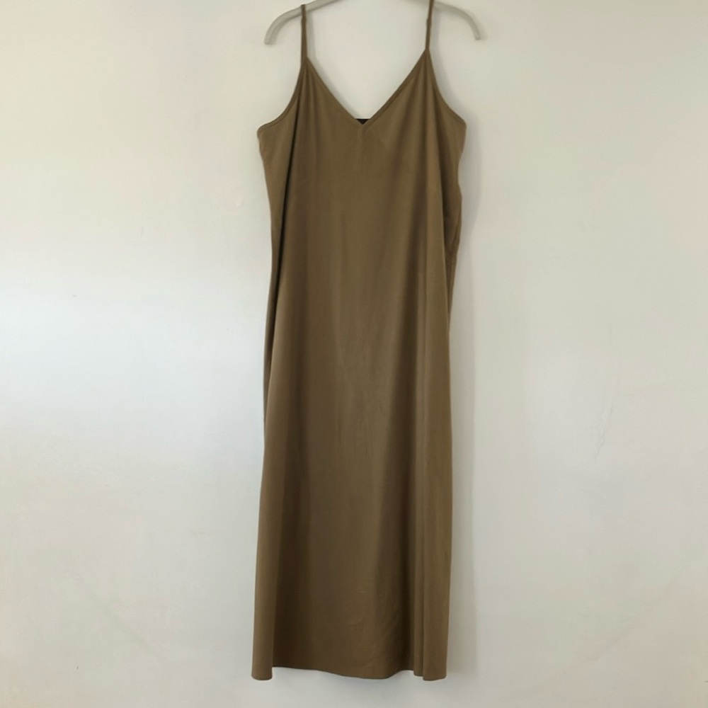 #31 Jenni Kayne Safari Green Riviera Slip Dress Raw Silk